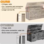 39.4" Storage Chest, Wooden Storage Bench, Large Storage Trunk with 2 Safety Hinges, Entryway Shoes Bench for Living Room, Bedroom,Grey - Image 5
