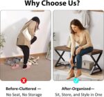 LVB Rustic Entryway Bench with Shoe Storage, Wooden and Metal Shoe Bench with Seating, Industrial Indoor Bench for Living Room Bedroom, Shoe Rack Bench for Foyer Hallway Entrance, Rustic Brown, 39 in - Image 7