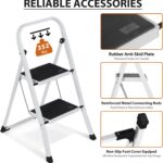 ZENY 2 Step Ladder Folding Step Stool with Wide Anti-Slip Pedal, Convenient Handgrip, Portable Steel Step Stool, Sturdy Steel Ladder for Household and Office - Image 5