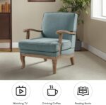 HULALA HOME Mid-Century Modern Accent Chair, Upholstered Lounge Arm Chair with Solid Wood Legs and Armrest, Removable Cushion Comfy Retro Reading Armchair for Living Room, Bedroom, Balcony, Blue - Image 5