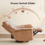 CHITA Genuine Leather Power Recliner Chair, Electric Triple-Motor Swivel Glider Nursery Rocking Chair with Adjustable Power Headrest and Lumbar Support, GREENGARD Gold Certified, Saddle Brown - Image 6
