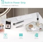 Lufeiya White Makeup Vanity Desk with Mirror and Lights, 40 inch Make Up Vanity Desks with Drawers & Power Outlet, Dressing Table and Chair Set for Girls Bedroom, White - Image 6