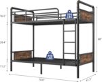Jocoevol Metal Bunk Bed Twin Over Twin, Industrial Bunkbeds Heavy Duty Bed with Safety Guard Rails and Space-Saving Design, Steel Bed for School, Bedroom (Vintage Brown) - Image 3