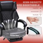 Massage Office Chair with Foot Rest 6 Points Vibration and Heat Home Office Desk Chairs for Heavy People 400lbs Reclining Managerial Chairs Ergonomic Executive Chair (Black) - Image 7