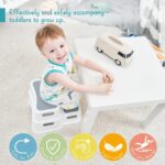 Forbena Toddler Step Stool for Bathroom Sink, 2 Step Stool for Kids Toilet Potty Training, Non-Slip Toddlers Baby Child Kid Plastic Poop Stools with Handle for Kitchen Counter Bed (White-Grey) - Image 5