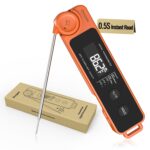0.5 Sec Instant Read Meat Thermometer for Cooking, Ultra-Fast Digital Food Thermometer with Backlight, ±0.5°F Accuracy, IP67 Waterproof，Auto-Rotate/On/Off–Perfect for Grilling, BBQ, Smoker-Tangerine - Image 2
