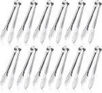 12 Pack Small Serving Tongs,XEVOM Stainless Steel Sugar Tongs Mini Appetizers Tongs Mental Kitchen Tongs for Serving Food (5inch) - Image 2
