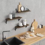Rustic Floating Shelves Wall Mounted Set of 3, 17 Inch Natural Wood Wall Shelves, Decor Storage Shelf for Bedroom Bathroom Living Room Office Pictures Plants Books Cats TV (Rustic Brown) - Image 3
