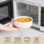 MALACASA 24 OZ Cereal Bowls, Porcelain Soup Oatmeal Bowls Set of 6, Kitchen Ceramic Serving Bowl, Dishwasher Microwave Oven Safe, White, Series LUNA - Image 5