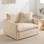 Mixcous Chenille Oversized Accent Chair - 39”W Big Comfy Reading Chair, Modular Cloud Chair, Cozy Armchair for Living Room, Bedroom, Kids Room, Family Room, Reading Nook, Sand Beige - Image 2