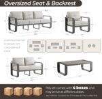 CHITA Aluminum Outdoor 3-Seater Sofa, Patio Furniture with 6.3in Thick High-Resilient Cushions & 100% Aluminum Frame, Modern Outdoor Patio Furniture for Poolside, Deck, Balcony - Image 3