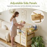 Amazer Baby Changing Table, Bamboo Baby Dresser Table with Flat Top, Diaper Changing Station with 3 Removable Storage Drawers, Large Storage Nursery Organizer Shelves with Pad, Mesh Pocket - Image 5