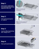 Kitsure Extendable Dish Drying Rack, Large Drying Dish Rack with Cutlery & Cup Holders, Multifunctional Dish Racks for Counter with Drainage, 18.2"-25.7" L x 12.9" W, Grey - Image 7