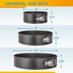 HIWARE Springform Pan Set of 3 Non-stick Leakproof Round Cake Pan Set Includes 3 Pieces 6" 8" 10" - Image 3