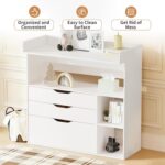 Pipleo Baby Changing Table Dresser with 3 Drawers and 3 Storage Shelves, Can be Used as a Baby Dresser with Changing Table Top, a Baby Changing Station, a Wood Diaper Changing Station (White) - Image 7