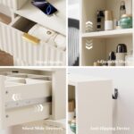 Vanity Desk with Mirror and Lights, Modern Glass Top Makeup Vanity Table with Power Outle 5 Drawers & Adjustable Shelves, 3 Lighting Modes Adjustable Brightness for Bedroom - Image 8