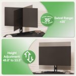 Corner TV Stand with Mount LED - Universal TV Mount Stand for 32-65" TV, Height Adjustable Swivel TV Console Wood & Steel Entertainment Center with Mount, Cabinet, Power Outlet, Colorful Light, Black - Image 8
