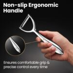 Vegetable Peeler, Premium Stainless Steel Potato Peeler, High Tensile Ultra Sharp Blade Fruit and Food Slicer, Y Shaped with Ergonomic Non-Slip Handle, Dishwasher Safe with 5 Years Warranty - Image 4