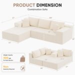 Homall 108" Modular Sectional Sofa, Boneless Couch with L-Shape Chaise, Cloud Couch with Deep Seat Upholstered, No Assembly Required for Living Room, Bedroom (Corduroy, Beige) - Image 3