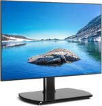 Rfiver Universal Swivel TV Stand for 27-50 55 60 Inch TVs, Height Adjustable Table Top TV Stand Mount Hold up to 88 lbs, Pedestal TV Stands with Tempered Glass Base, Replacement TV Mount Stand - Image 2