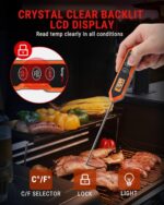 TempPro TP15H Waterproof Instant Read Meat Thermometer for Cooking, Digital Food Thermometer with Backlight & Calibration, Cooking Thermometer for BBQ, 10.47 x 1.16 x 0.69 (Previously ThermoPro) - Image 5