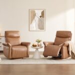CHITA Genuine Leather Power Recliner Chair, Electric Triple-Motor Swivel Glider Nursery Rocking Chair with Adjustable Power Headrest and Lumbar Support, GREENGARD Gold Certified, Saddle Brown - Image 3
