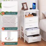 Yoobure Night Stand - LED White Nightstand with Charging Station, Bedside Table with 4 Storage Drawers and Storage Shelf, End Table with USB Ports and Outlets, Tall Dresser for Bedroom - Image 7