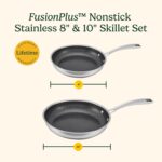 Cuisinart FusionPlus Hybrid Nonstick Stainless Steel Cookware Set, 2-Piece Skillet Cooking Set with PFAS-Free PURELYSEAR Ceramic Non Stick Technology, Scratch Proof, Cool Grip Handles, Dishwasher Safe - Image 9
