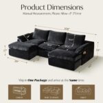 Vamcheer U Shaped Cloud Couch - Utra Soft Modular Sectional Sofa with 2 Movable Ottoman, Deep Seat Boneless Couches for Living Room, Bedroom, Office, No Assembly Required, Black - Image 3