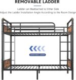 Jocoevol Metal Bunk Bed Twin Over Twin, Industrial Bunkbeds Heavy Duty Bed with Safety Guard Rails and Space-Saving Design, Steel Bed for School, Bedroom (Vintage Brown) - Image 5