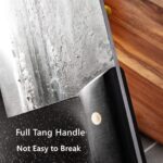 Freelander Serbian Chef Knife, Heavy Duty Handmade Forged Meat Cleaver for Meat Cutting, Full Tang High-Carbon Clad Steel Butcher Knife, Non-Slip Handle and Leather Sheath - Image 4