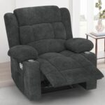 RV Recliner Chair, Oversized Reclining Loveseat Home Theater Seating with Cup Holders, Insert Pockets, Wall Hugger RV Recliners for Movie Room, Recline Movie Seats Gaming Sofa, Gray - Image 2