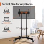 Perlegear Rolling TV Stand, Mobile TV Stand on Wheels for 32-85 Inch Screens up to 132 lbs, Height Adjustable Mobile TV Cart with Metal Shelf, Rolling TV Cart with Lockable Wheels Max VESA 600x400mm - Image 3
