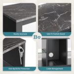 Bestier LED Gaming TV Stand for 55 Inch TV, Entertainment Center with Adjustable Glass Shelves, Modern TV Console for Living Room & Bedroom, Black Marble - Image 5