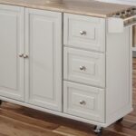 Homestyles Dolly Madison Off-White Mobile Kitchen Island Cart with Wood Drop Leaf Breakfast Bar - Image 7