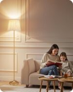 Dimmable Floor Lamp for Living Room, 68" Tall Standing Lamp, Reading Light with Remote & Foot Pedal, 10W LED Bulb (3000K-6500K) Included, FCC Listed, Reinforced Base, Gold and White DW12LD05 - Image 3