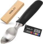 BALCI Ice Cream Scoop - Heavy Duty Stainless Steel Icecream Scooper With Non-Slip Rubber Grip - Professional Metal Ice-Cream Spade - Dishwasher Safe – Black - Image 2