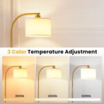 Tall Floor Lamp for Living Room,65'' Modern Standing Lamps with 9W LED Bulb,Elegant Floor Light with Fabric Shade,Gold Tall Lamp for Bedroom Office Study Room Corner Dining Room - Image 3