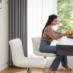 Sweetcrispy Bar Stools Set of 4, Armless PU Leather Adjustable Swivel Barstools, Hydraulic Kitchen Counter Height Thickened Seat Cushion Square Island Countertop Chairs with Back - Modern White - Image 3