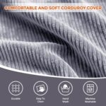 20" x 20" x 15" Pouf Ottoman Foot Rest, Pre-Stuffed Round Foot Stool with Odorless Shredded Memory Foam, Furry & Fluffy Corduroy Footrest for Living Room, Dark Grey - Image 5