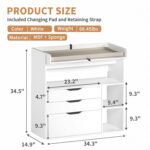 Pipleo Baby Changing Table Dresser with 3 Drawers and 3 Storage Shelves, Can be Used as a Baby Dresser with Changing Table Top, a Baby Changing Station, a Wood Diaper Changing Station (White) - Image 8