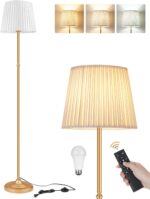 Dimmable Floor Lamp for Living Room, 68" Tall Standing Lamp, Reading Light with Remote & Foot Pedal, 10W LED Bulb (3000K-6500K) Included, FCC Listed, Reinforced Base, Gold and White DW12LD05 - Image 10