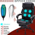 Massage Office Chair with Foot Rest 6 Points Vibration and Heat Home Office Desk Chairs for Heavy People 400lbs Reclining Managerial Chairs Ergonomic Executive Chair (Black) - Image 4