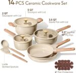 CAROTE 14Pcs Pots and Pans Set Non stick, Ceramic Cookware Set, Non-toxic Kitchen Cooking Set, PFAS and PFOA Free - Image 3