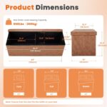 Sweetcrispy 43 Inches Folding Ottoman with Storage Bench, Foot Rest Stool, End of Bed Storage Bench Upholstered, Load 660 lbs, for Living Room, Synthetic Leather, Brown - Image 4