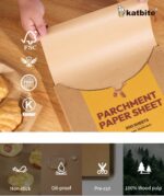 Katbite 200Pcs 12x16 In Unbleached Parchment Paper for Baking, Precut Parchment Paper Sheets, Heavy Duty Flat Baking Paper, Half Sheet Baking Sheets for Baking Cookies, Cooking, Air Fryer, Oven - Image 6
