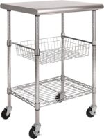 Seville Classics Commercial Work Table Island Utility Cart Prep Station, for Restaurant, Kitchen, Warehouse, Garage, Hotel, Home, Stainless-Steel Top NSF , 24" W x 20" D - Image 2