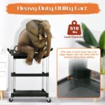 Utility Carts with Wheels,3-Tier Rolling Cart with Wheels, Heavy Duty 510 LBS Food Service Cart with Rubber Pad and Hammer for Kitchen/Office/Warehouse, 31.5" X 16.9" X 38.9"(Black) - Image 5