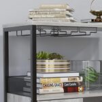 GAOMON 3-Tier Wine Bar Cabinet with Adjustable Removable Wine Rack, Modern Liquor Sideboard with Glass Holder and Mesh Door, Freestanding Storage Cabinet for Dining Room Kitchen Home Bar, Grey - Image 9