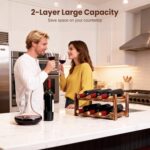 6-Bottle Wooden Wine Rack – 2-Tier Tabletop Countertop Space-Saving Wine Holder with Screwdriver Included, Easy Assembly Wine Storage Shelf for Kitchen, Bar, Pantry & Home Decor - Image 4